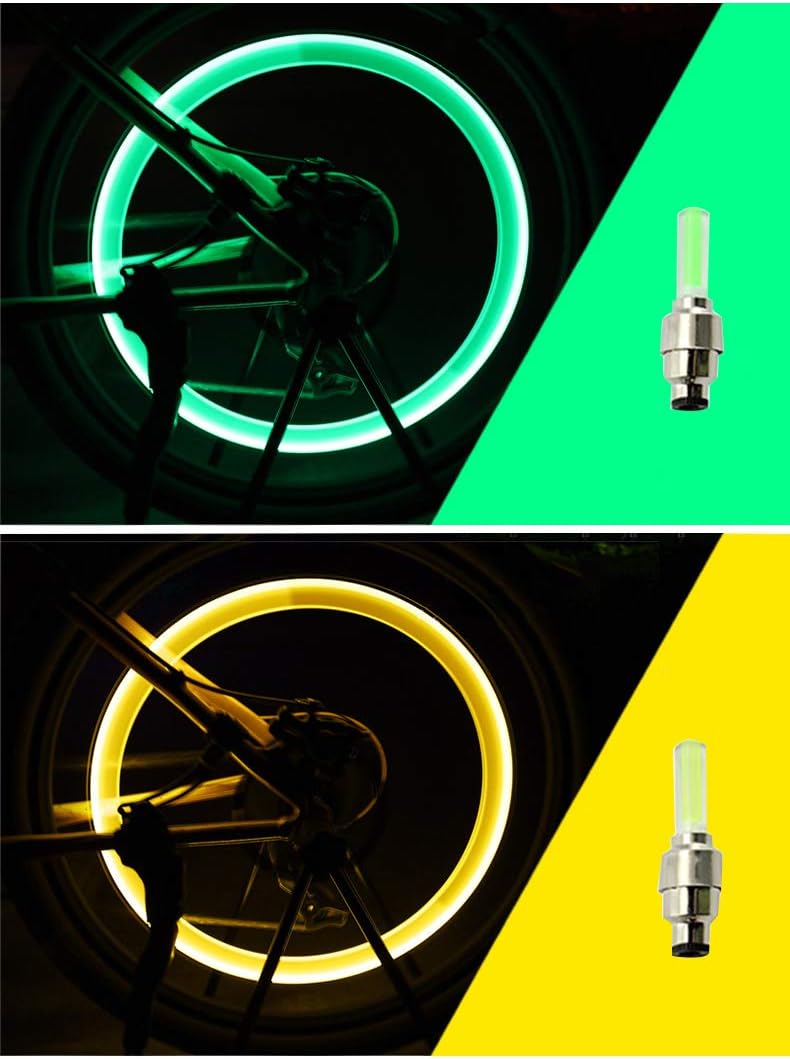 RETON 140 Pcs Led Flash Tyre Wheel Valve Cap Light Set for Car, Bike, Bicycle, Motorcycle, Tricycle, Golf Cart Tire (Red, Yellow, Blue, Green, Mixed) : Automotive