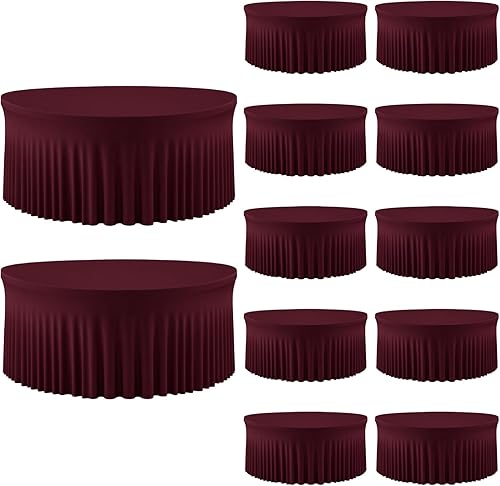 Miniatura 34 de Mantel redondo de 60 pulgadas blanco con borde elástico – Mantel ajustado sin arrugas y lavable para mesa redonda de 5 pies, mantel reutilizable