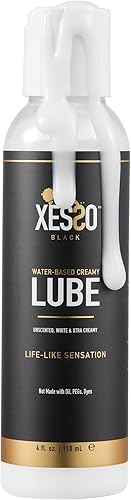 XESSO - Lubricante cremoso a base de agua, sin perfume, de 4 onzas líquidas, deslizamiento resbaladizo tipo gel blanco grueso para mujeres, hombres