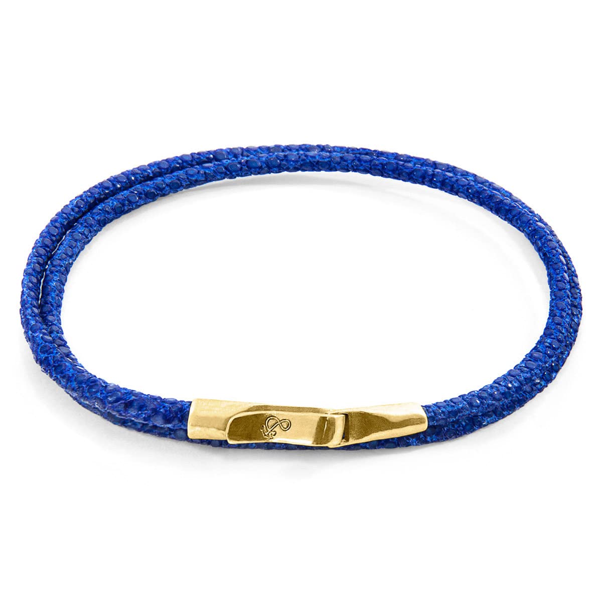 ANCHOR & CREW Pulsera Liverpool De Oro Amarillo 9Ct Y Cuero De Mantarraya Azul Azur - Hombre - 19cm