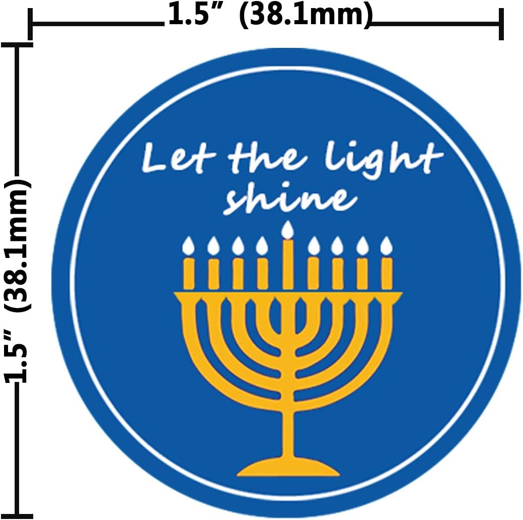 Happy Hanukkah Sticker Set Hanukkah Party Supplies Hapyy Holiday Stickers Festival of Lights,1.5 Inch Chanukah Menorah Stickers,504 Pcs