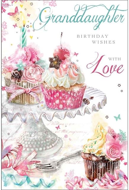 Greeting Card (JJDR46) - Birthday - Granddaughter - Beautiful Cupcakes