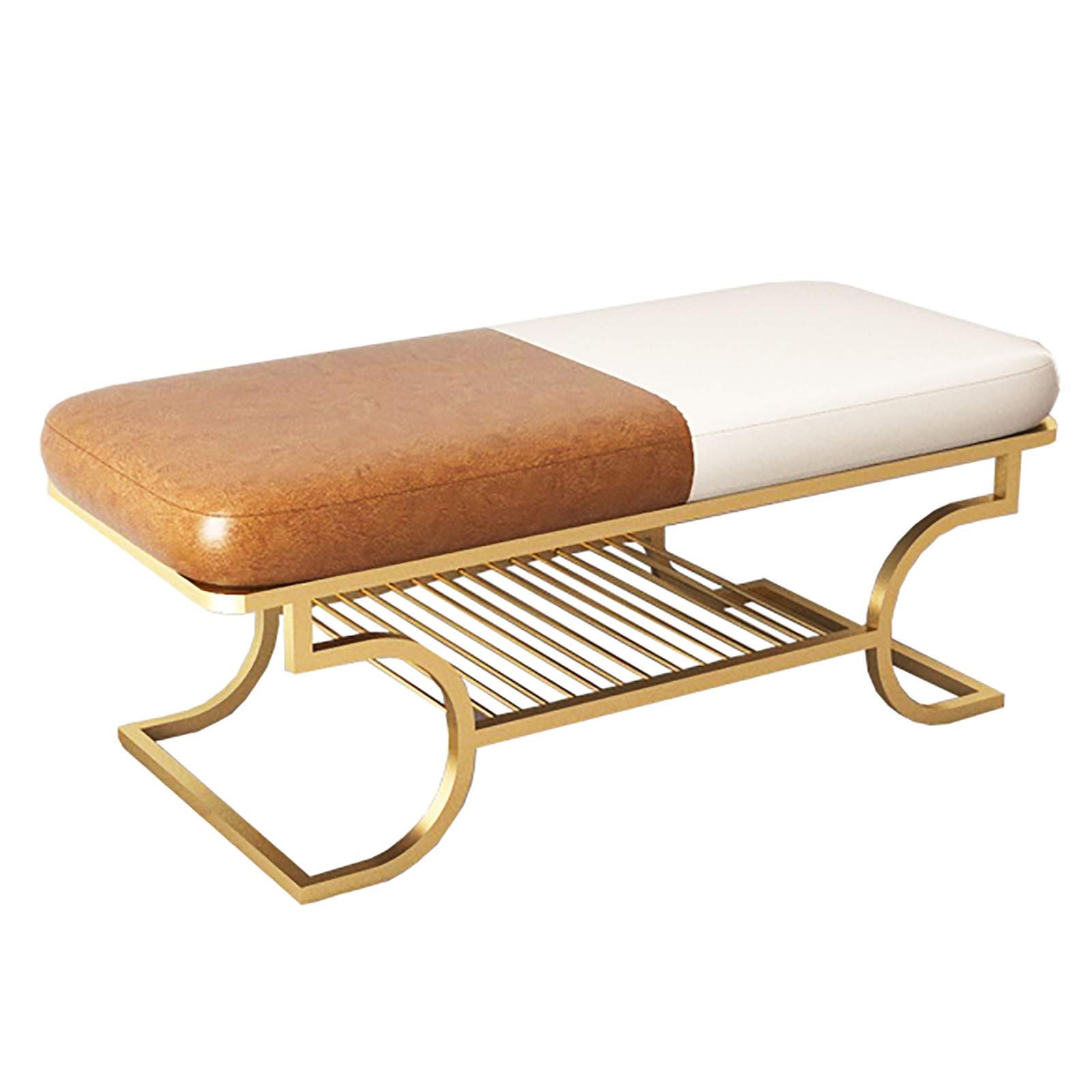 Banc à chaussures nordique avec assise en cuir pour rangement d'entrée