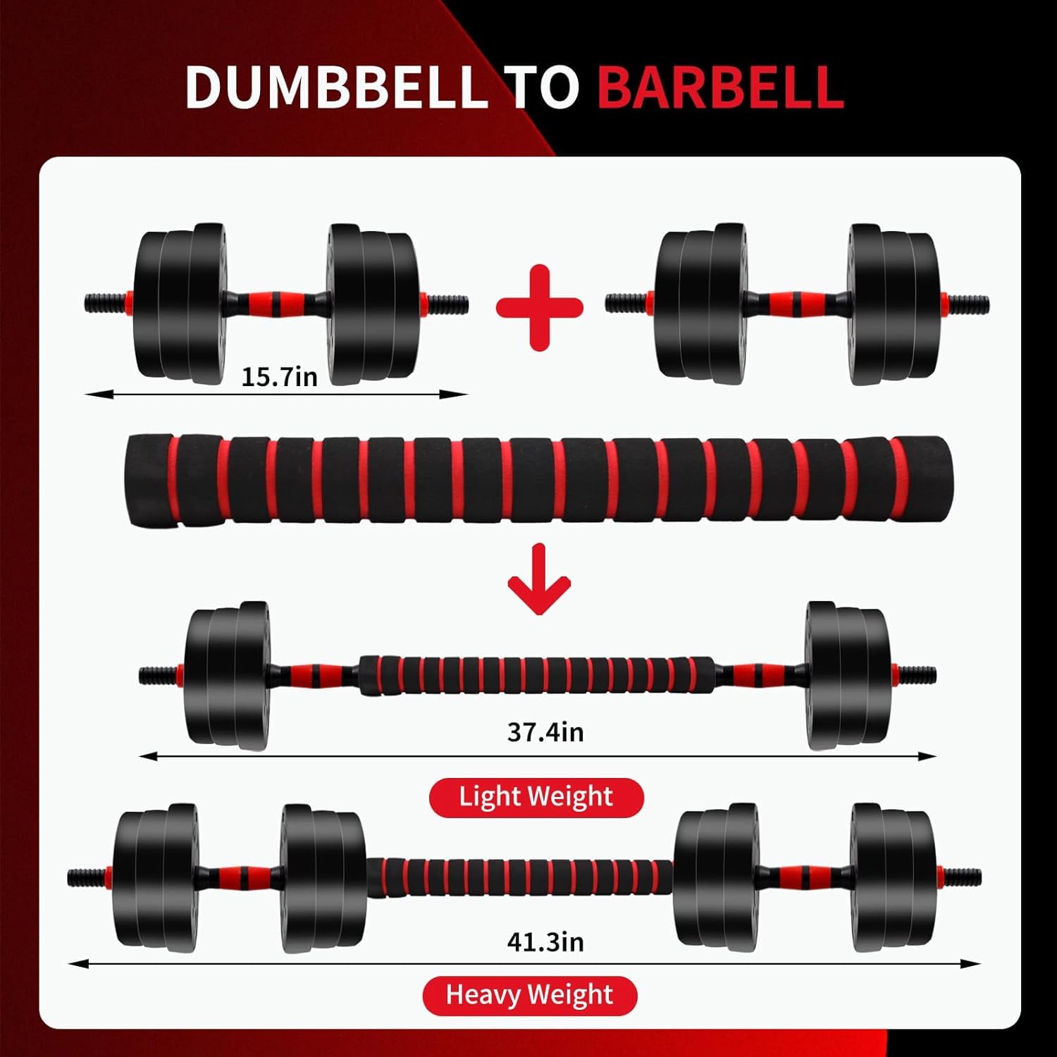 GETMOZ Adjustable-Dumbbells-Sets, 20/30/40Lbs Free Weights-Dumbbells Set of 2 Convertible To Barbell A Pair of Lightweight for Home Gym,Women and Men Equipment (20, Pounds)
