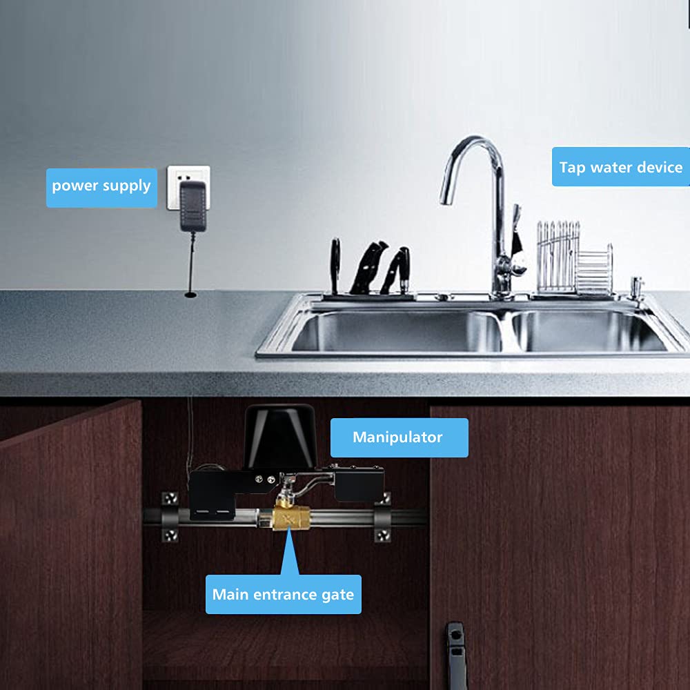 Yasorn Smart Wifi Water Valve Gas Shut Off Controller Automatically Remote Control Bluetooth Control Wireless Smart Sprinkler Controllers Works with Alexa and Google Assistant