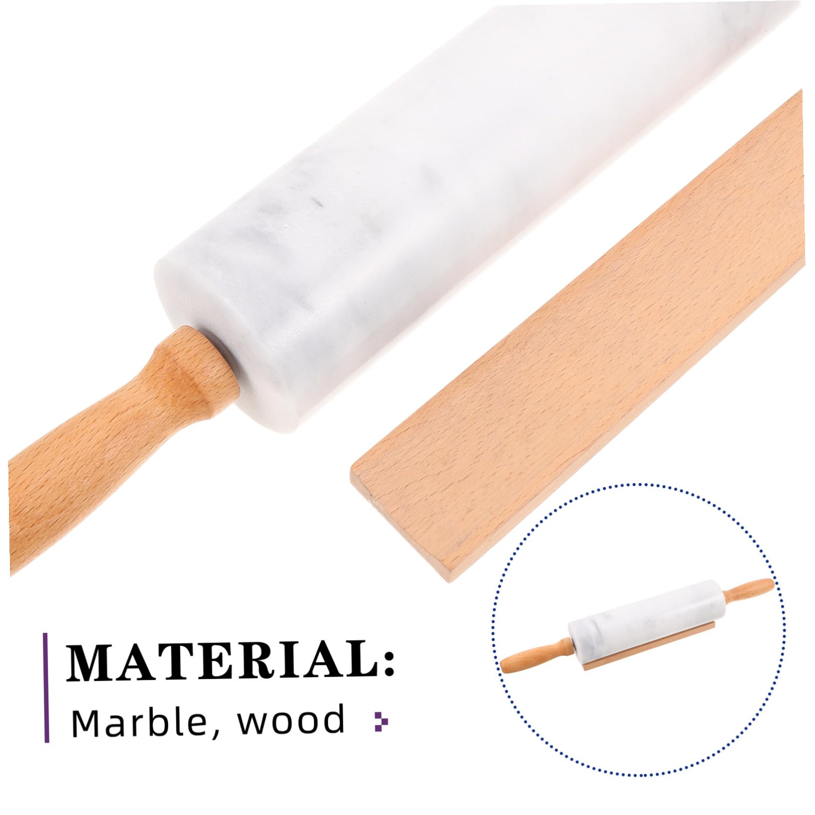DOITOOL 3 Piezas Rodillos de Mármol para Hornear Rodillos Antiadherentes para Masa de Pastelería Pan Pizza y Fondant Herramienta Ergonómica para Cocina Doméstica