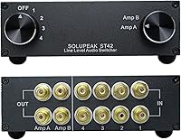 Vista 7 de U31 Premium RCA Switch Box, caja de conmutación de audio 3 en 1 salida, caja de conmutación estéreo con señal sin pérdida, carcasa de aluminio