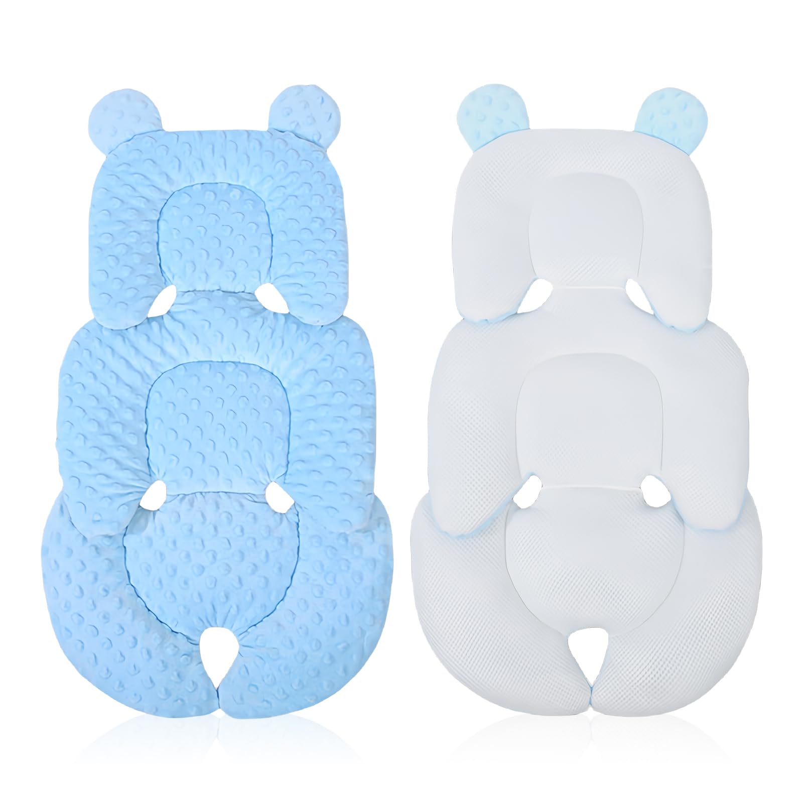 Reductor de asiento para bebé con reposacabezas, suave funda para asiento de coche, transpirable y lavable, color azul