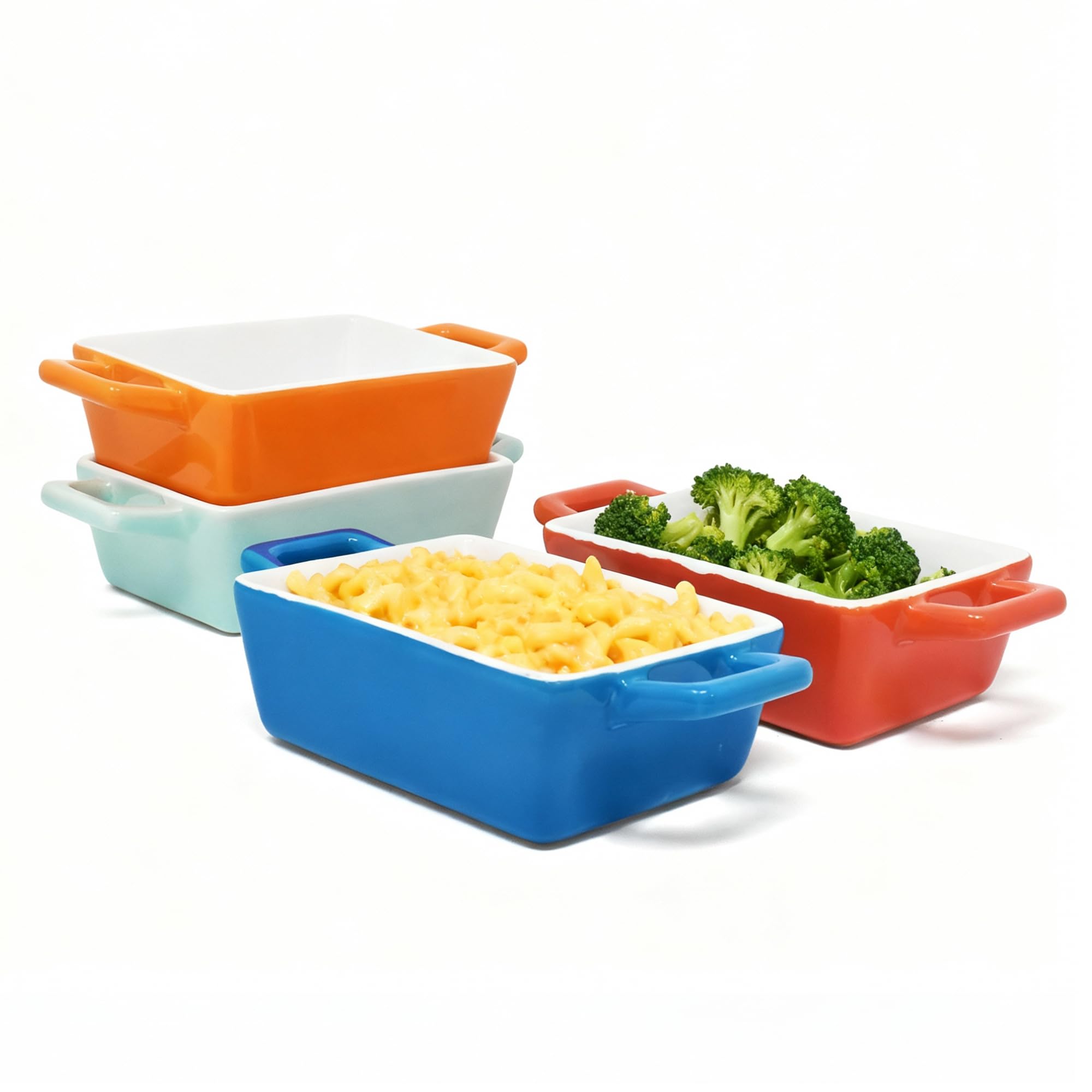 Joeji’s Kitchen Lot de 4 Plat à Gratin Individuel en Céramique – Petit Plat Four Durable pour Lasagnes, Hachis & Crumbles – Mini Cocotte Individuelle Rectangulaire (325 ml)