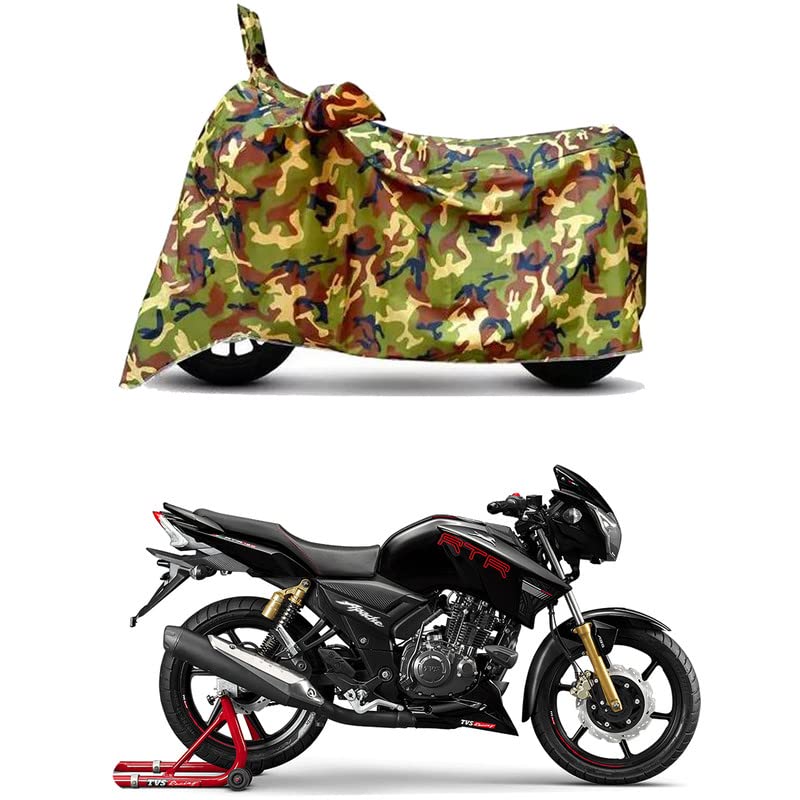 Image of Waterproof 100% PVC Coated Bike Scooty Two Wheeler Body Cover Compatible for TVS Apache RTR 160 Disc /UV-Rays /Heat Protection /Birds Dropping /Scratchproof /Dust Proof /All [6X6 Jungle Print]