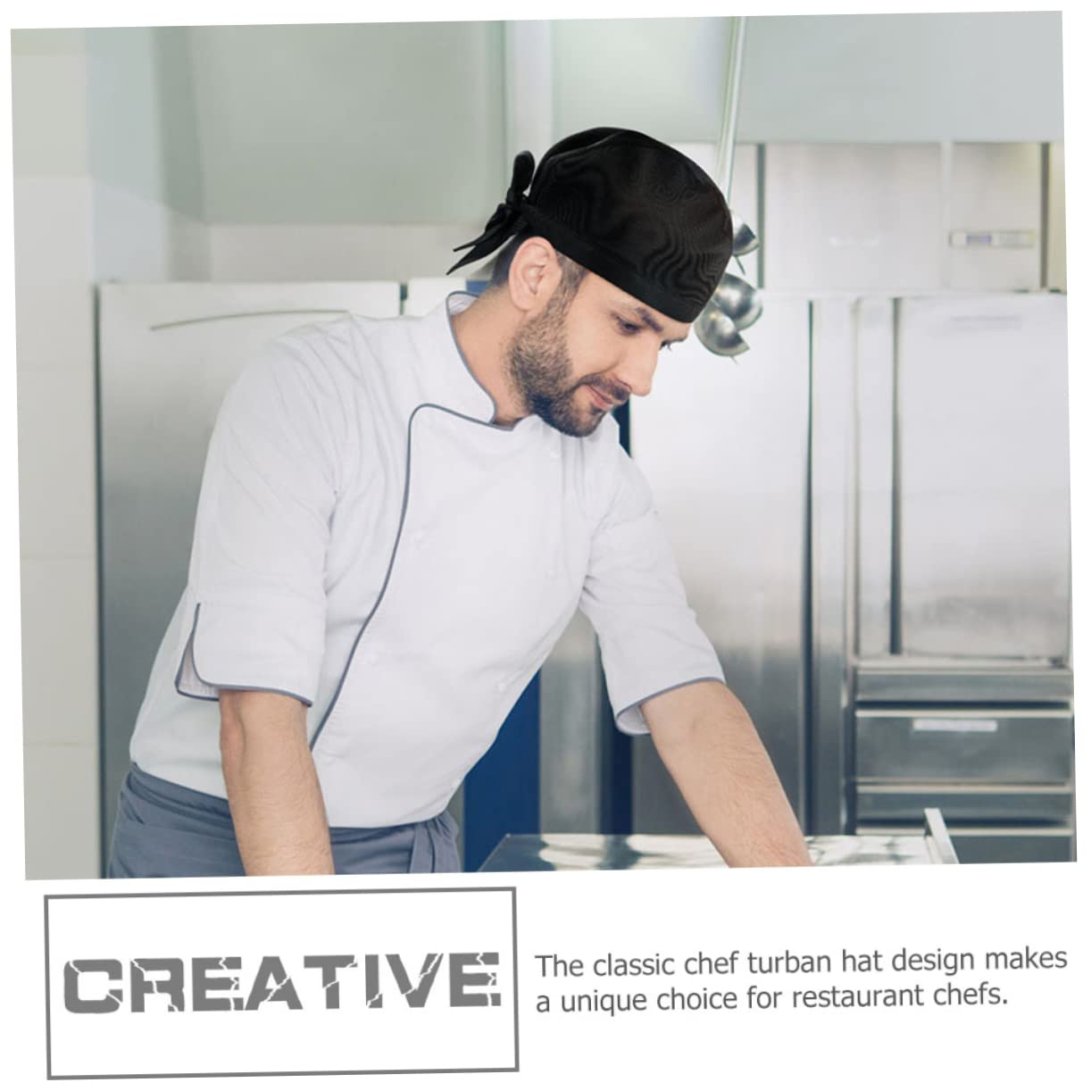 Gorros de Chef Unisex Ajustables Tiras Estilo Japonés Algodón Cómodo Cocineros Profesionales Restaurante 8 Piezas Negro para Cocina Laboral