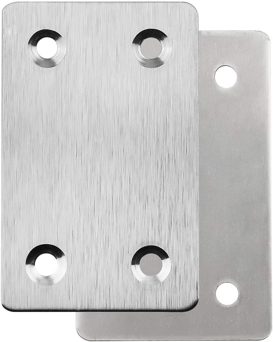 Pack of 20 Flat Metal Straight Brace Bracket 0.06inch Thickness Metal Flat Straight Mending Plates Fixing Corner Brace,2.4inch x 1.5 inch
