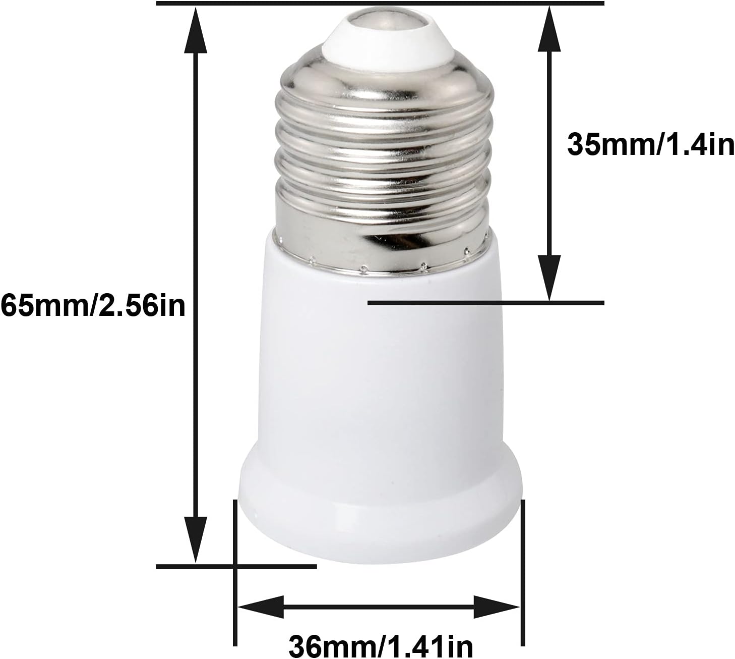 6pcs E27 Extended Lamp Holder 65mm Light Bulb Socket Extender Light Adapter Extension for Halogen Lamp, Incandescent Lamp