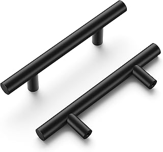 Hickory Hardware Heritage 10 Pack Cabinet Bar Pulls, Handles for Kitchen Cabinet Doors, Dresser Drawers & Bathroom Vanity, 3 Inch Center to Center, Matte Black, 10 Pack