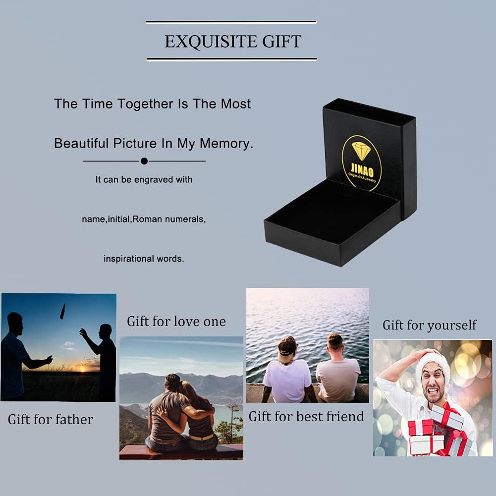 JINAO Personalized Iced Out Custom Dog Tag Pendant Necklace 14K Gold Plated Engrave Initial Pendant for Men Women with Cubic Zirconia Stone