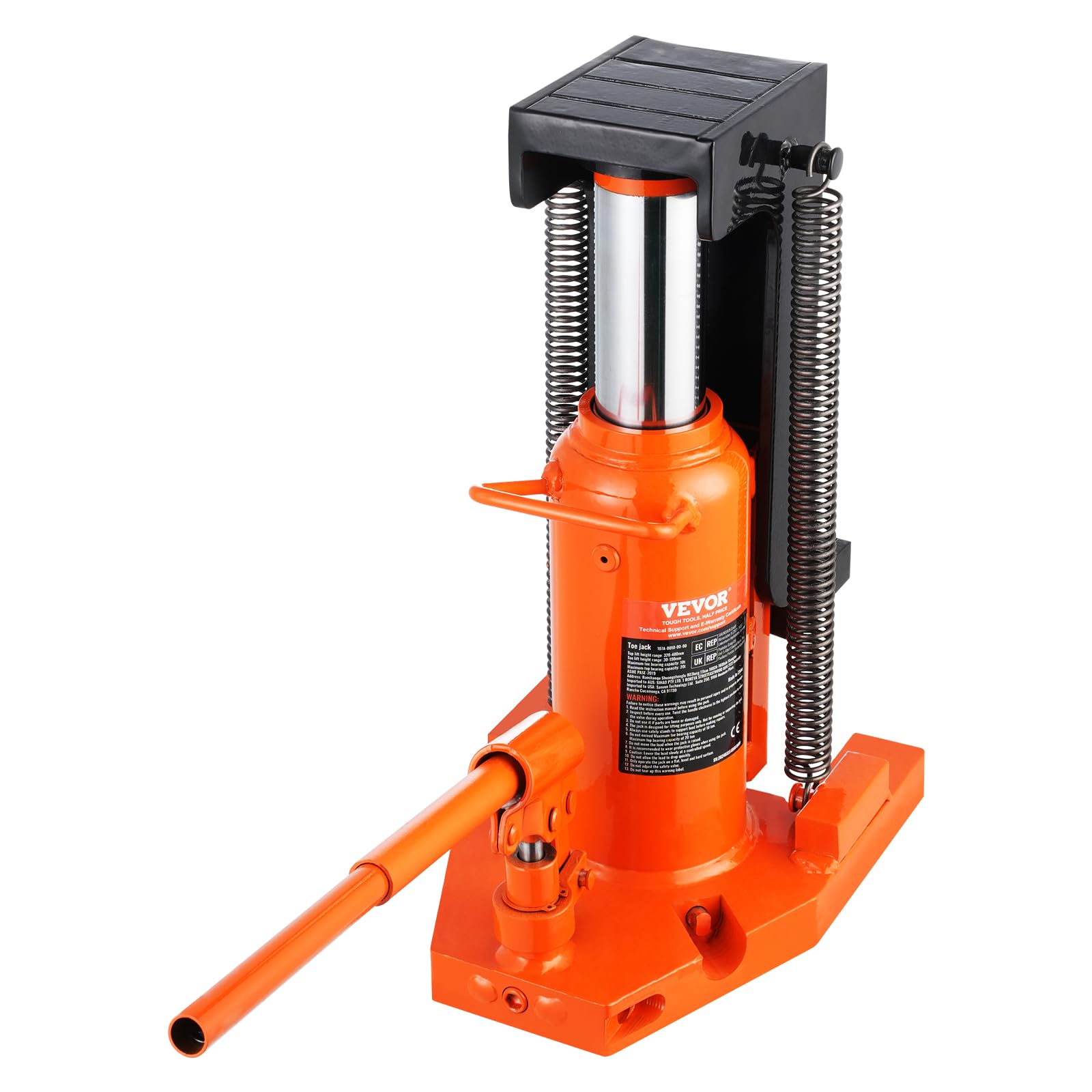 VEVOR Cric à Patte 10 T à la Patte, Cric Hydraulique pour Machines Capacité de Levage 20 T en Haut, Hauteur de la Patte 30-190 mm, Hauteur du Dessus 320-480 mm, pour Levage des Machines, Industrie