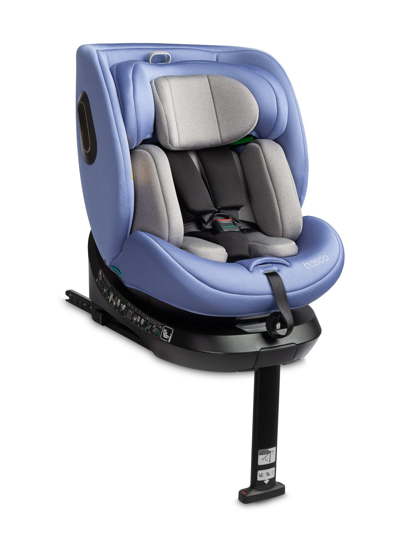 CARETERO - Reboarder 360 Drehbar mit Isofix - 4in1 Babyschale und Kindersitz Auto Gruppe 0-3, für Kinder 40-150 cm, mit Station, verstellbare Rückenlehne, Stützfuß - Bosco Blau