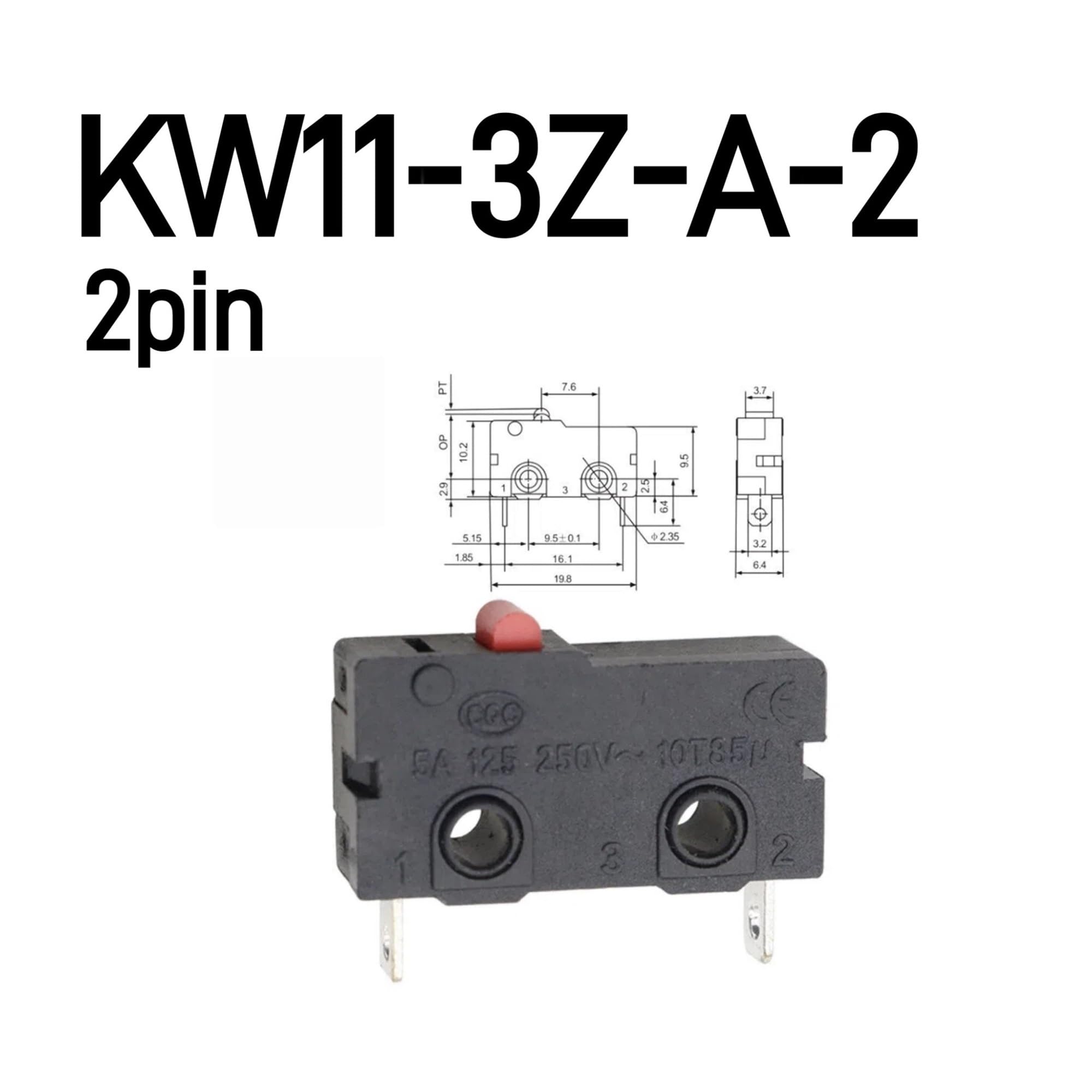 Microinterruptor de límite 5-10-30 Uds 5A 125V250V KW12 interruptor de límite viaje KW11-3Z-2 con botón contacto Micro