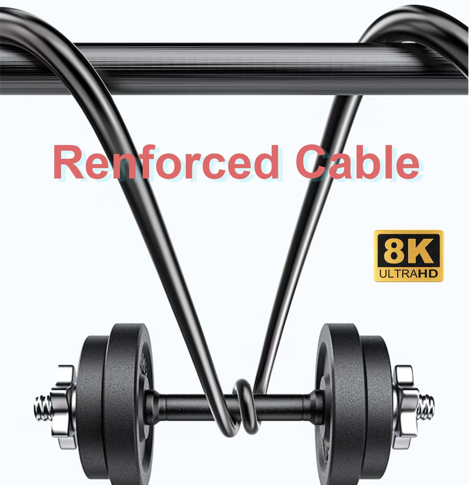 Elfcam® - 15m Cable de Alta Velocidad 8K Ultra HD HDMI2.1, Macho a Macho, Compatible con Formatos 3D y con Ethernet y Soporte 4K/120FPS 8K/60FPS Negro 15m