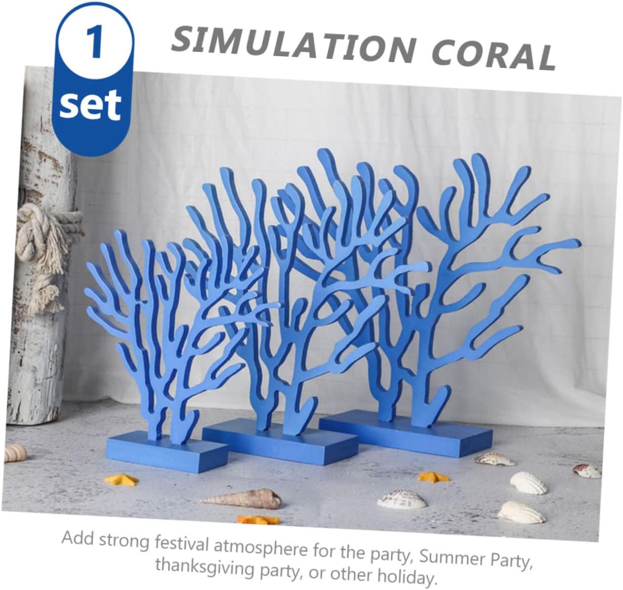 Happyyami Mediterranean Style Wooden Statue Coral Ornaments Decorations for Bedroom Beach Wall Decor Party Supplies