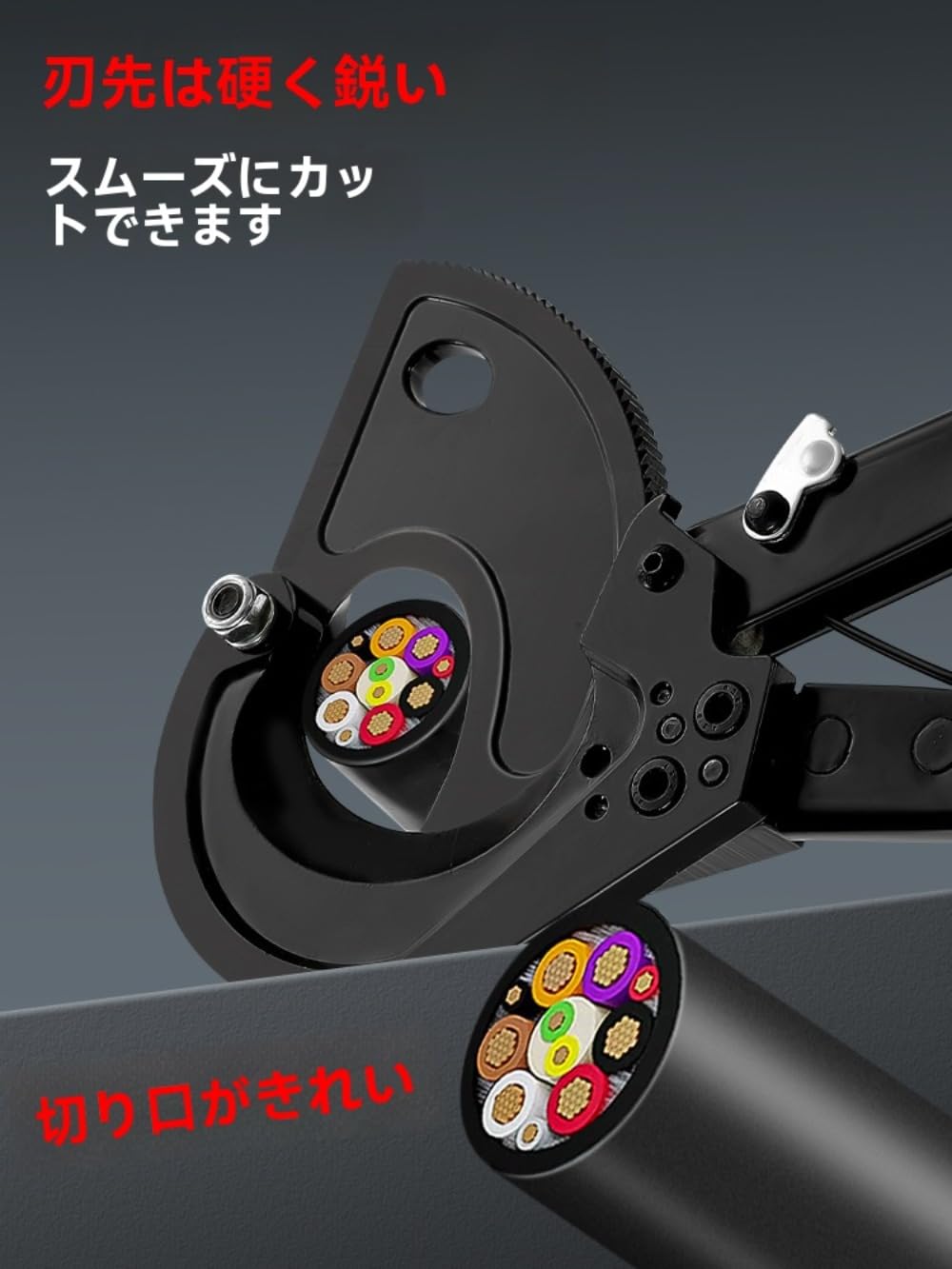ケ－ブル(電線)カッタ－ Amazon | Flood Force手動ラチェット式高速大型ケーブルカッター、省力