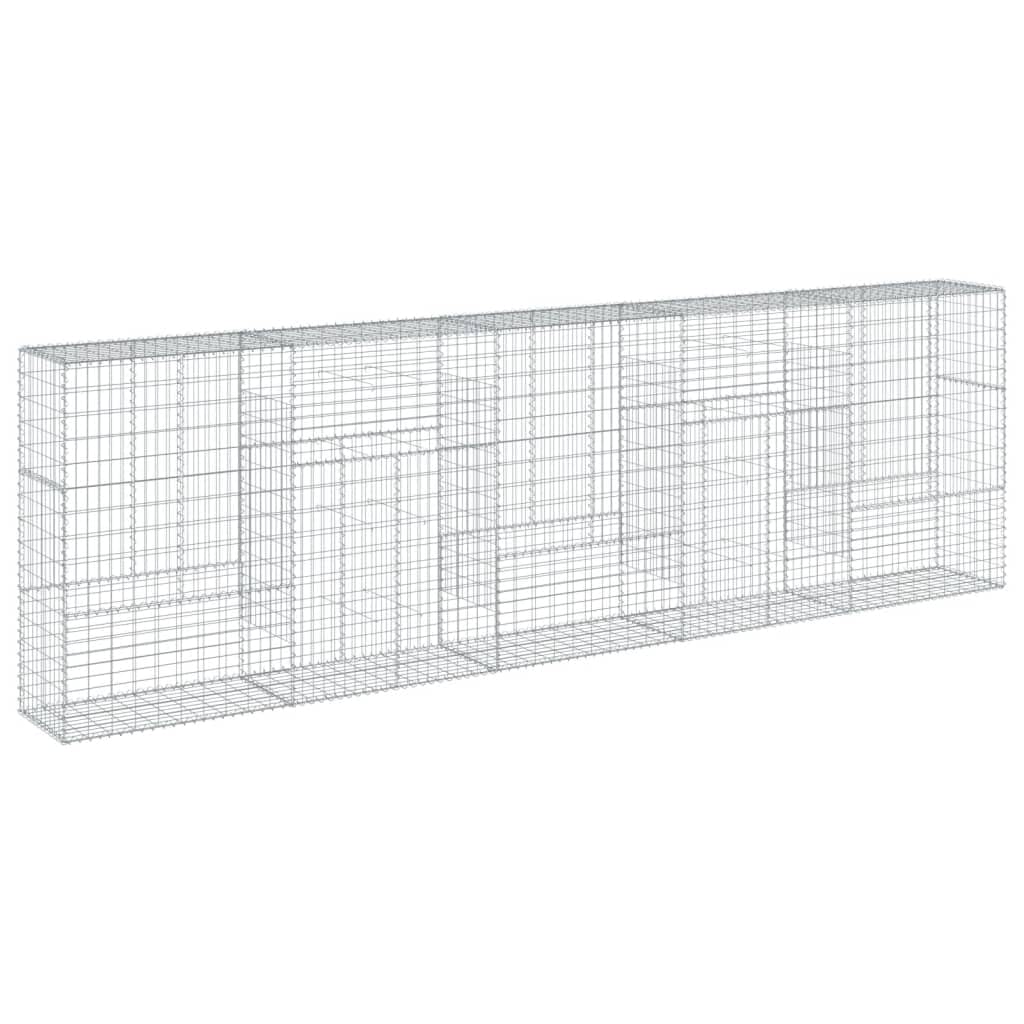 Kosz gabionowy z pokrywką 500x50x150 cm Żelazo ocynkowane | Montaż bez narzędzi, haczyki dystansowe w zestawie, do dekoracji zewnętrznej ogrodu