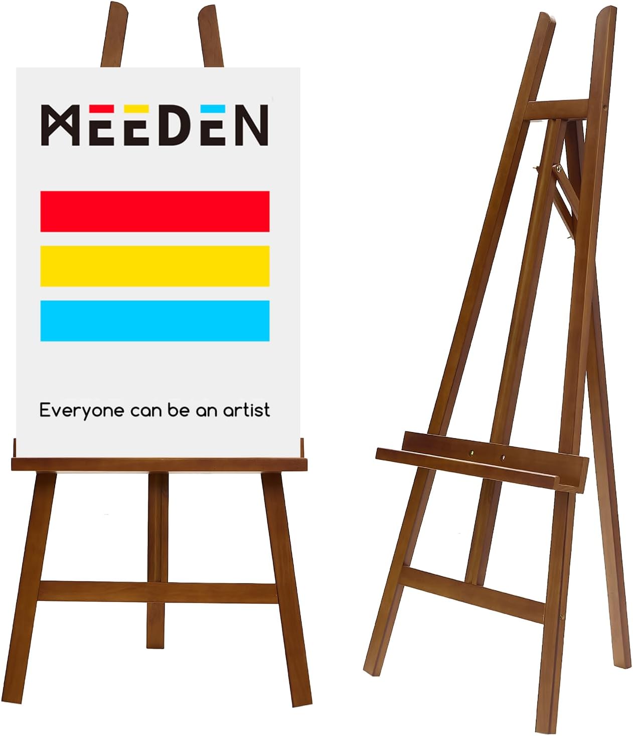 MEEDEN Wooden Easel Display Stand: Adjustable Art Easels for Sign, A Frame Painting Easel for Canvas up to 60", Ideal for Artist Adults Drawing Picture Poster - Walnut Walnut Medium
