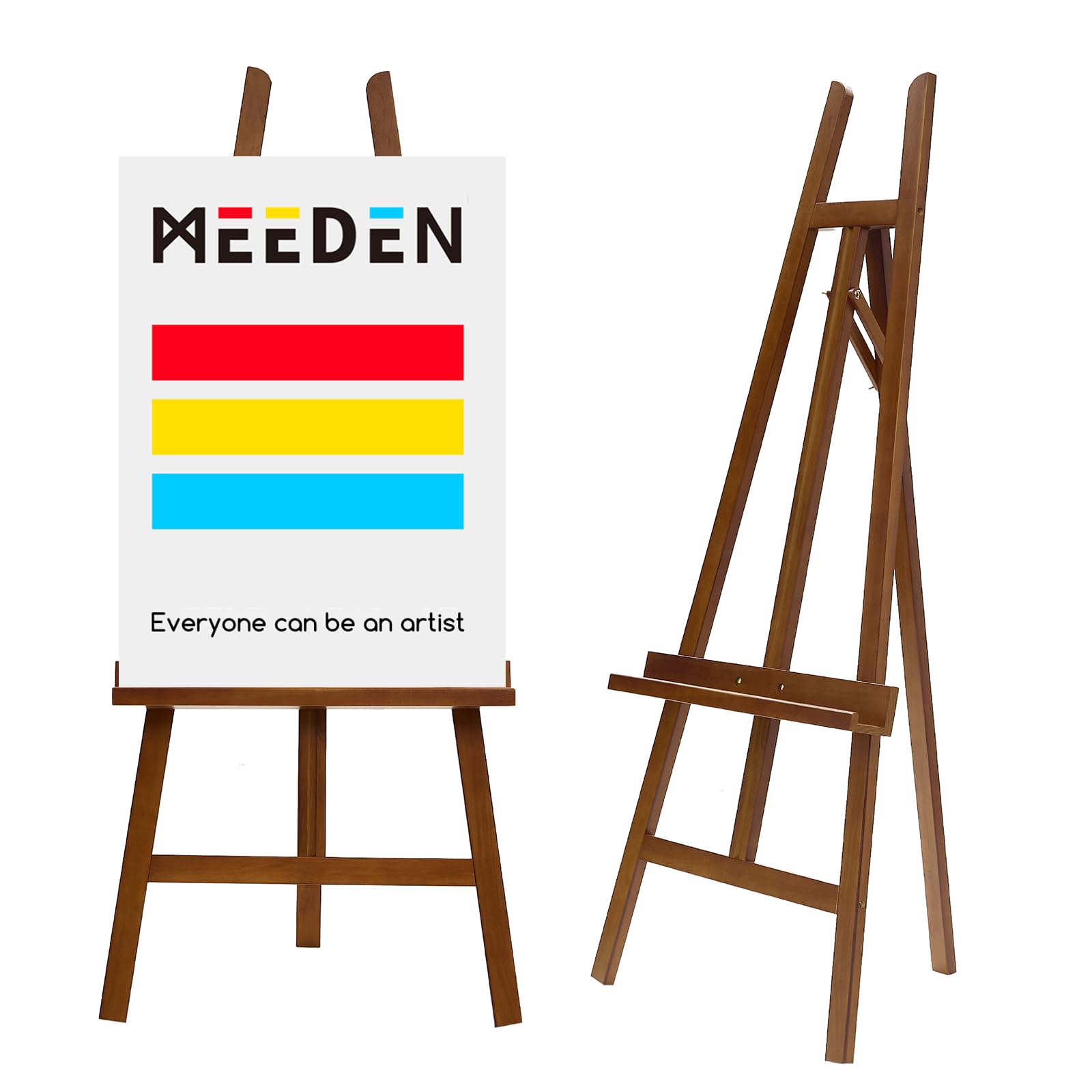 MEEDEN Wooden Easel Display Stand: Adjustable Art Easels for Sign, A Frame Painting Easel for Canvas up to 60", Ideal for Artist Adults Drawing Picture Poster - Walnut