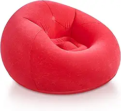 Sofá Poltrona Puff Inflável Deluxe Aveludada, Impermeável, Suporta Até 100kg, com Bomba Inclusa, Conforto e Portátil, Ideal para Sala e Quartopufe, pufe, puff gigante (vermelho)
