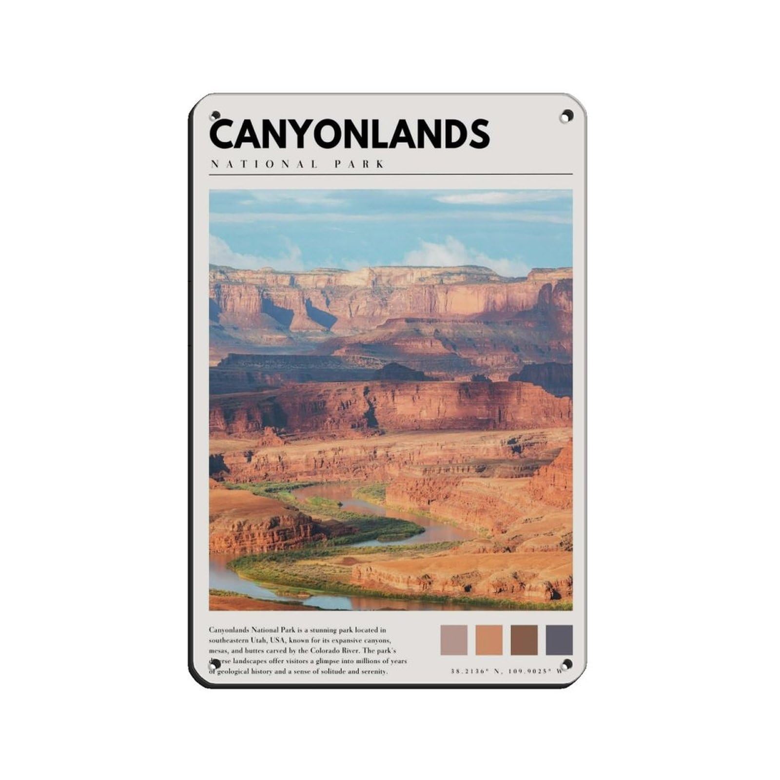 Canyonlands National Park Poster Tin Sign Vintage Metal Pub Club Cafe Bar Home Wall Art Decoration Poster Retro 8x12inch(20x30cm)