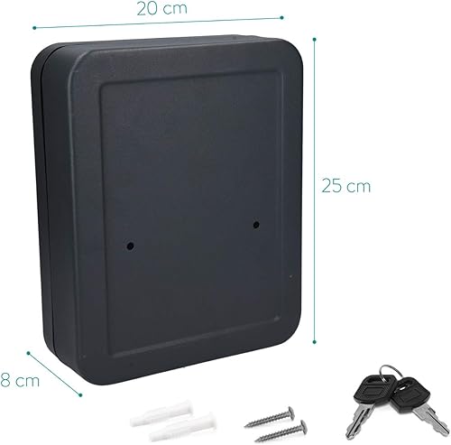 Miniatura 6 de Navaris Caja de llaves de montaje en pared, organizador de gabinete de 48 llaves con cerradura, soporte de almacenamiento de metal con ganchos para
