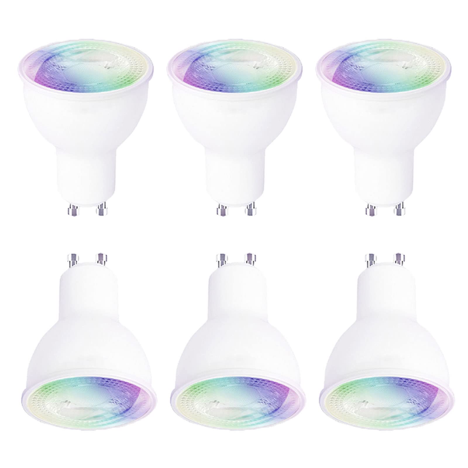 Bombillas LED Inteligentes,[6 Pack] Foco GU10 RGB Regulable/Lámpara Colorida 4.5W 2700-6500K 350 Lúmenes Funciona con El Asistente De Google Alexa,RGB