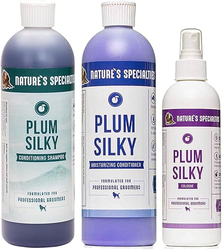 Nature's Specialties Paquete de champú, acondicionador y colonia para perros Plum Silky