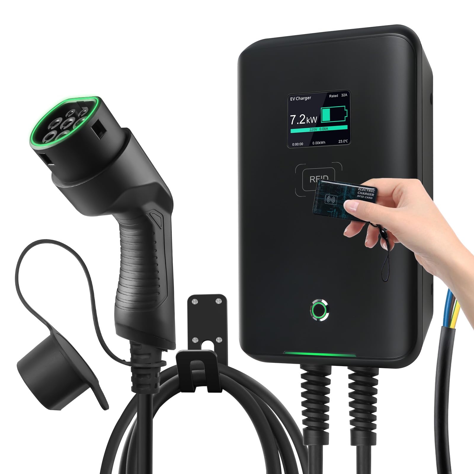 32A Wallbox EV 7kW monofase Stazione di Ricarica per Auto elettriche (7KW-Mode C-RFID)