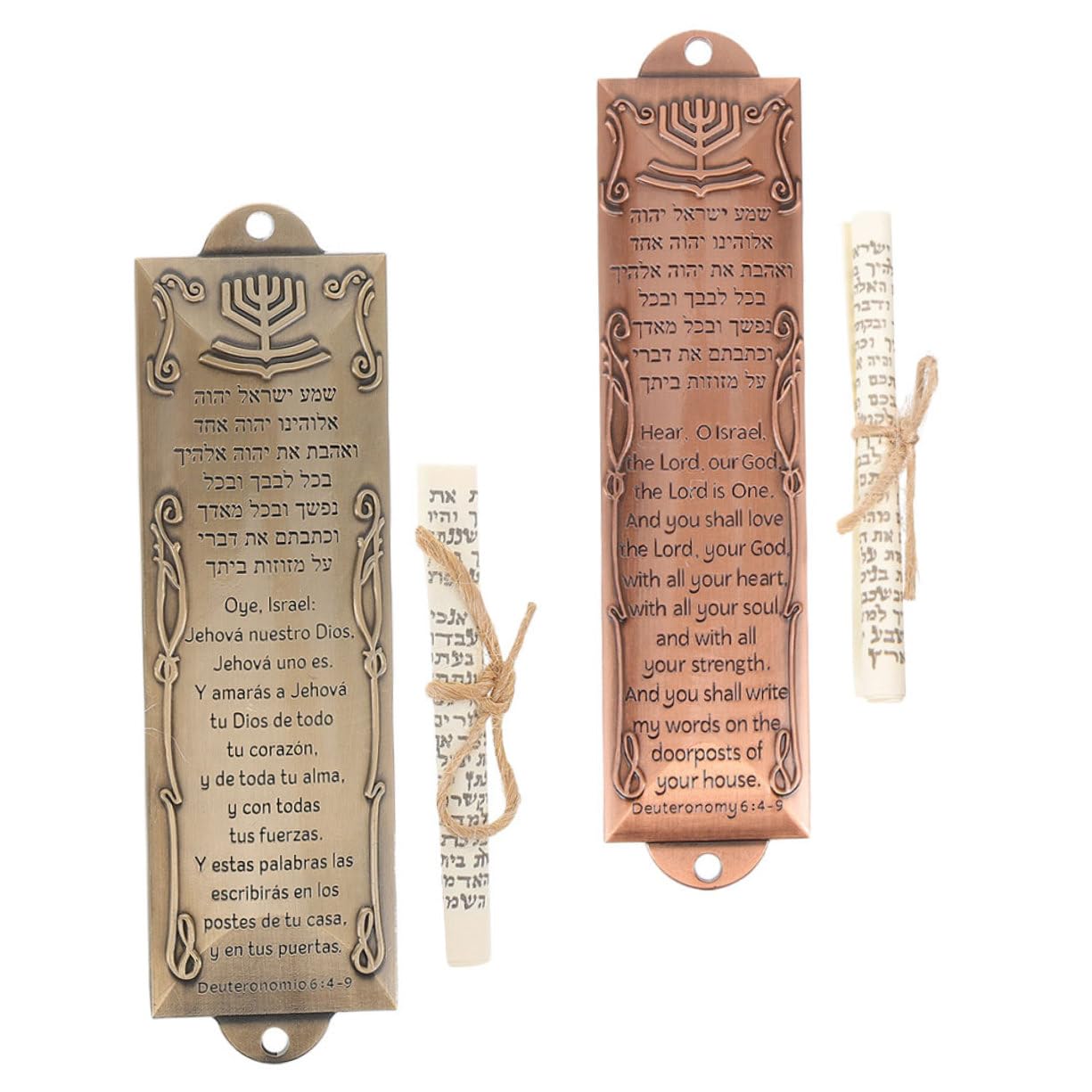 PRETYZOOM 2 Sets Antique Metal Blessing Mezuzah for Front Door Decorative Jewish Religious Ornament for Housewarming Faithful Home Decor