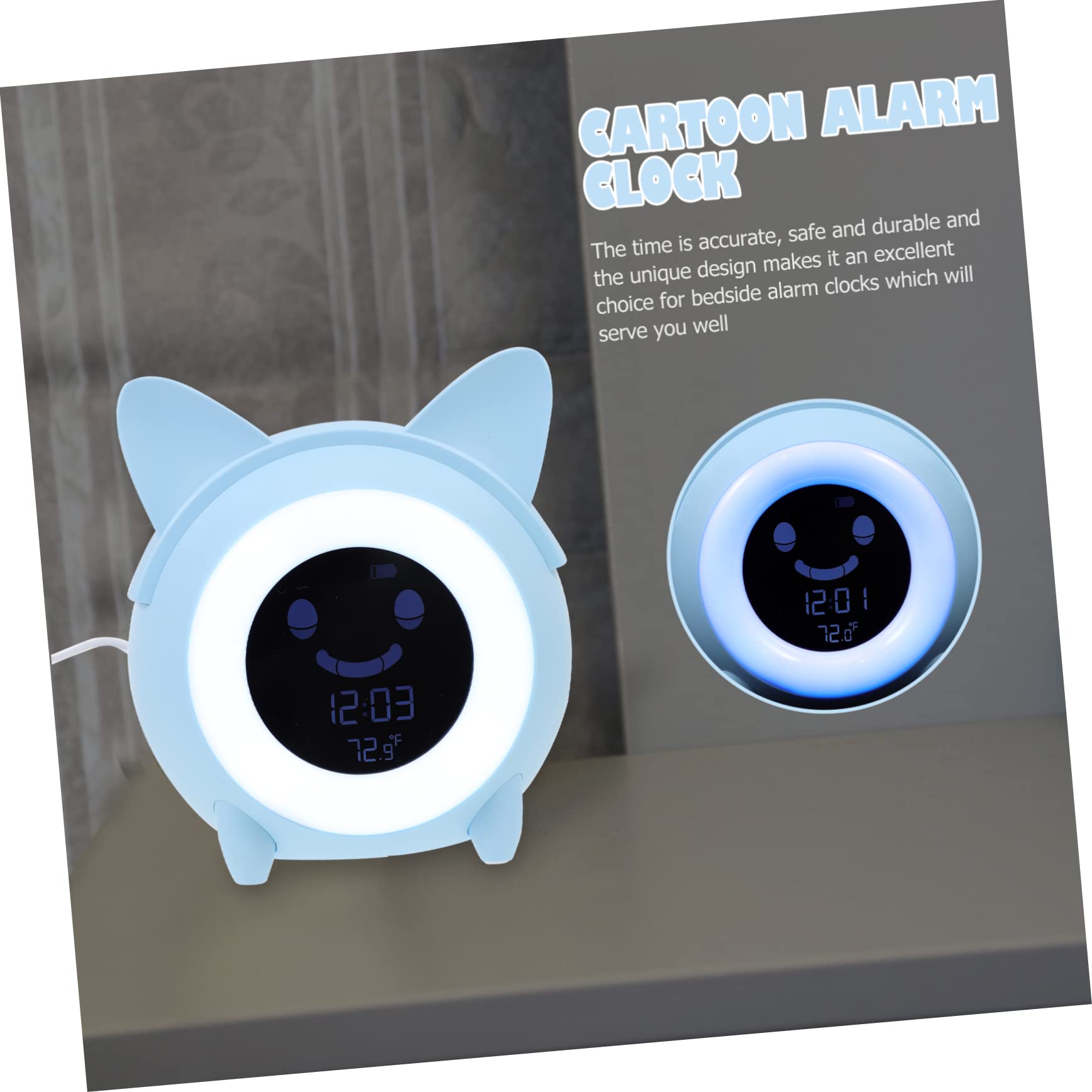 MAGICLULU Creativo Reloj Despertador Digital Luz Nocturna Azul para Niños
