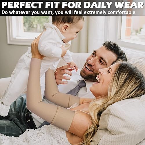 Miniatura 4 de Ailaka Mangas de compresión médica para hombres y mujeres, mangas de compresión de linfedema de 20-30 mmHg, soporte para dolor de brazos