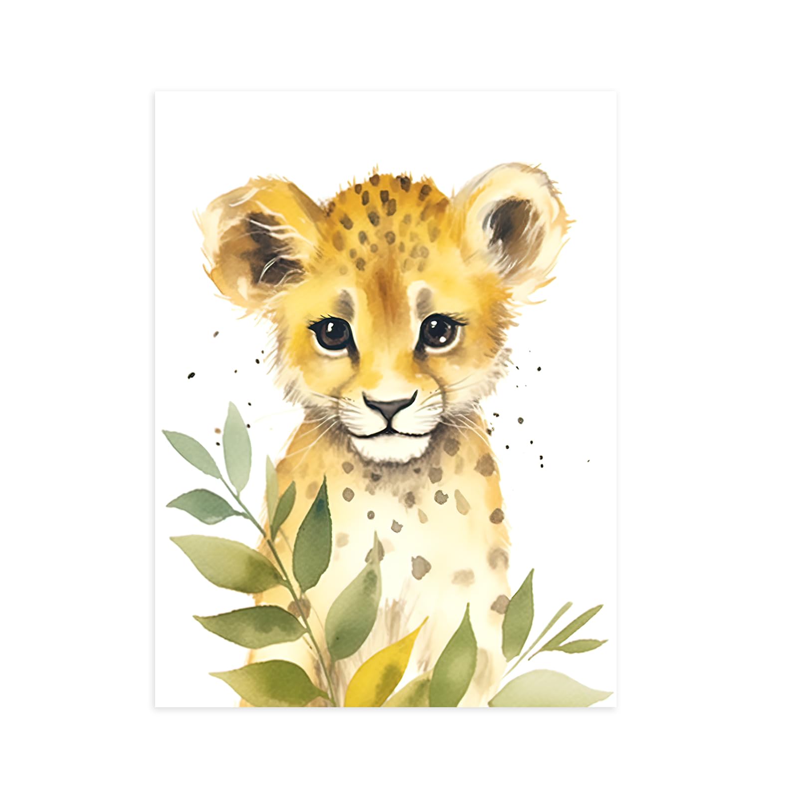 CCWACPP Baby Watercolor Animals Wall Art Leopard Picture Woodland Safari Animal Posters Nursery Animal Canvas Prints for Kids Room Decor Unframed (30x45cm)