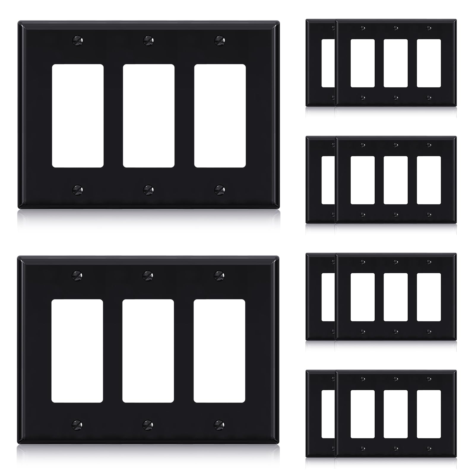 Plaque pour interrupteur décoratif ELEGRP noir thermoplastique taille moyenne 3 voies
