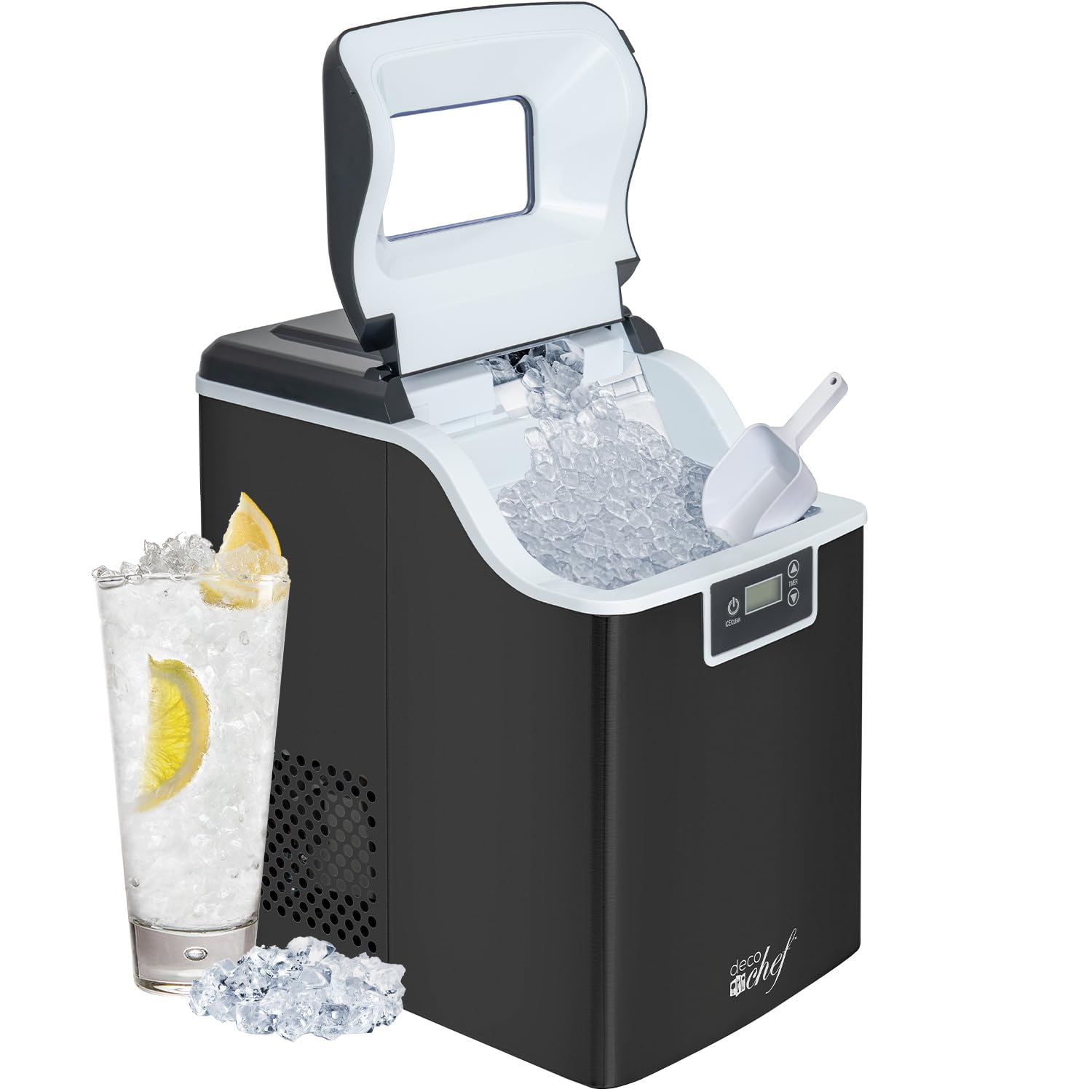 Deco Chef 44LB Countertop Nugget Ice Maker with 2.6LB Auto-Renew Basket and Automatic Cleaning, 1.8LB per Hour, First Batch in 10 Minutes, Black