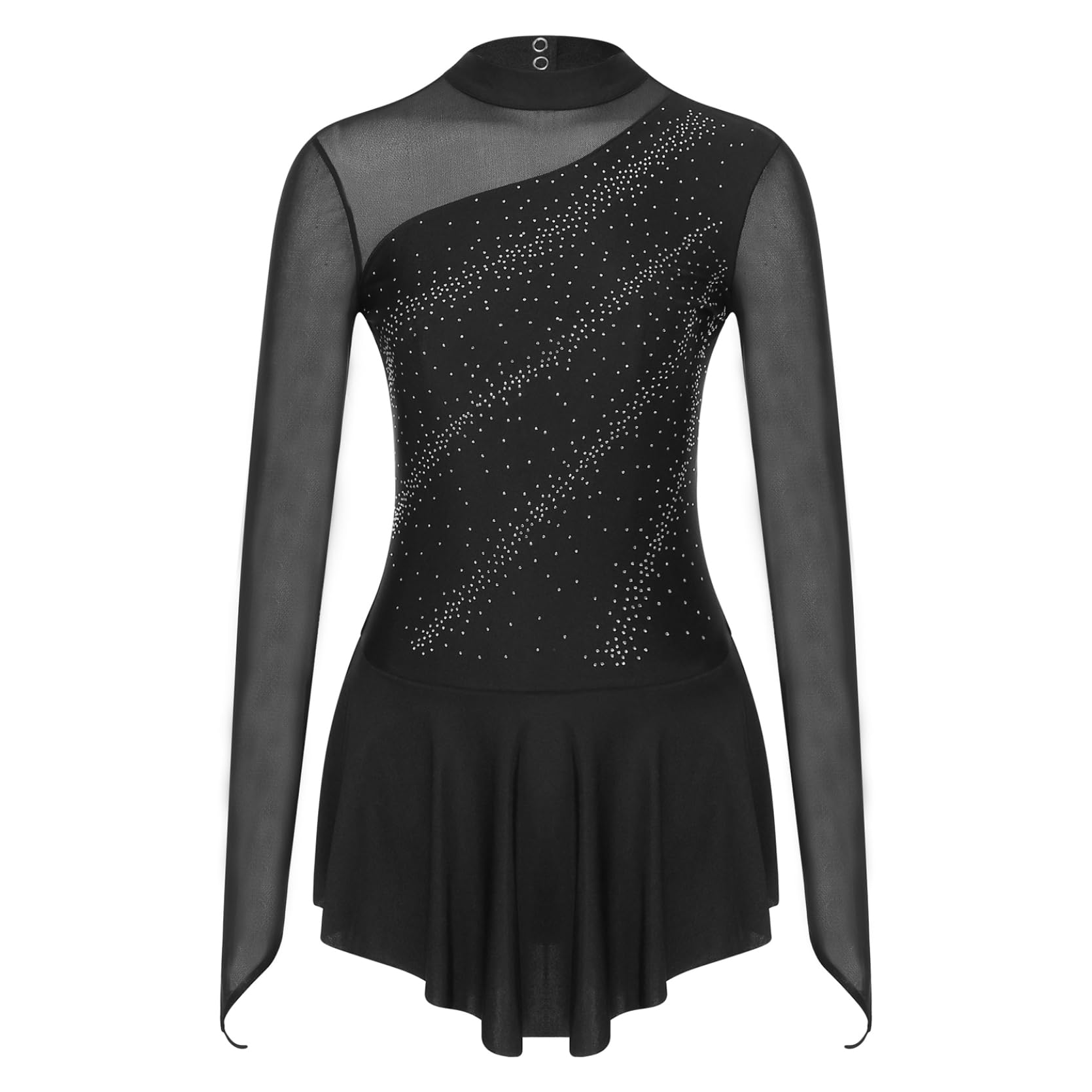 inlzdz Damen Eiskunstlauf Kostüm Langarm Kürkleid Eiskunstlauf Kleid mit Leggings Trainingshose Übung Eislaufen Kleidung Wettkampf Auftritt