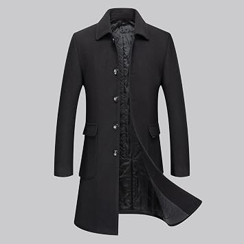 Firzero Mens Single Breasted Trench Coat, Winter Wool Coat Oversized Warm Lapel Work Business Long Jacket