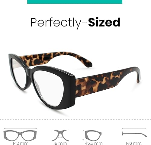 Miniatura 4 de Black Vogue - Lentes de lectura de gran tamaño para mujer, para lucir elegante con alta visión, cómodos para todas las formas de cara, lentes de