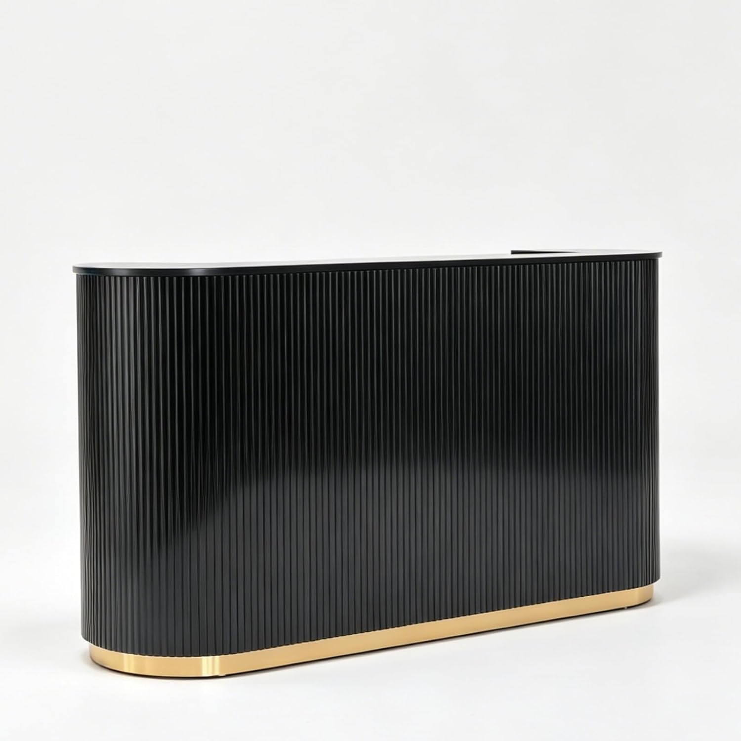 Reception Desk, Black Upgraded Reeded Front Counter for Beauty, Spa, Nail, Hair Salon, Lobby, 1800 * 600 * 1000mm (71 * 24 * 39'')