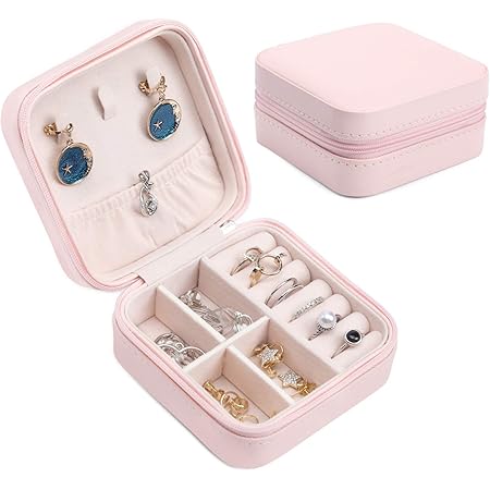 Amazon Bubm ジュエリーボックス 小型 携帯 アクセサリーケース 二層アクセサリーケース 宝石箱 ジュエリー収納 ピアスケース 指輪ケース ネックレス収納 持ち運び可能なアクセサリー収納ケース レディース Puレザー ピンク S ジュエリー収納 オンライン通販