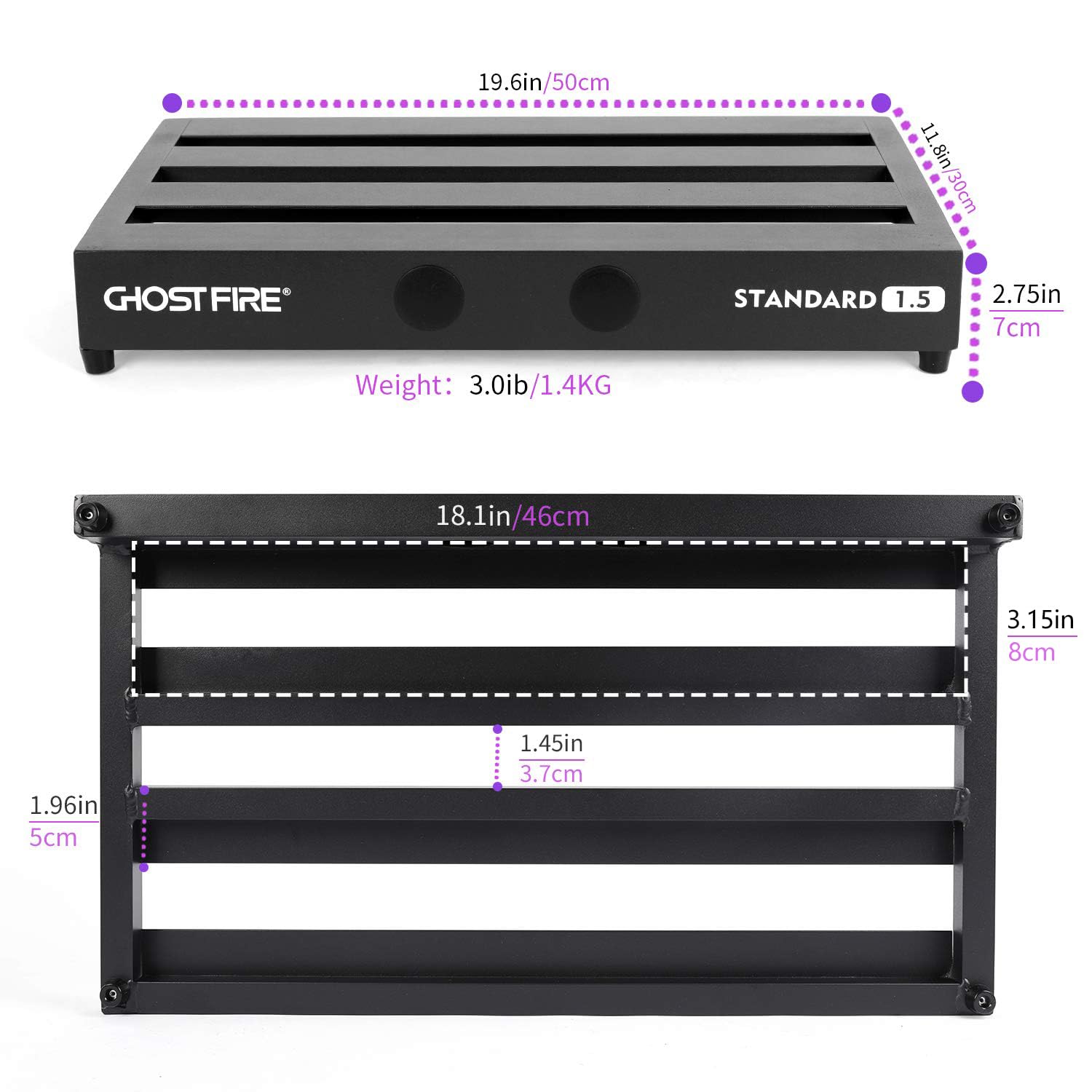 Ghost Fire Gitarren-Pedalbrett, Aluminiumlegierung, 1,4 kg, Effektpedalboard, 49,8 x 30 cm, mit Tragetasche, V-Serie (V-Standard 1,5)