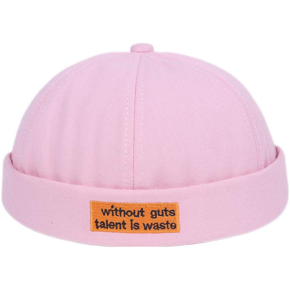 4UFIT4UFIT Unisex Stylish Embroidered Brimless Cap Rolled Cuff Beanie Skullcap Beanie Hat