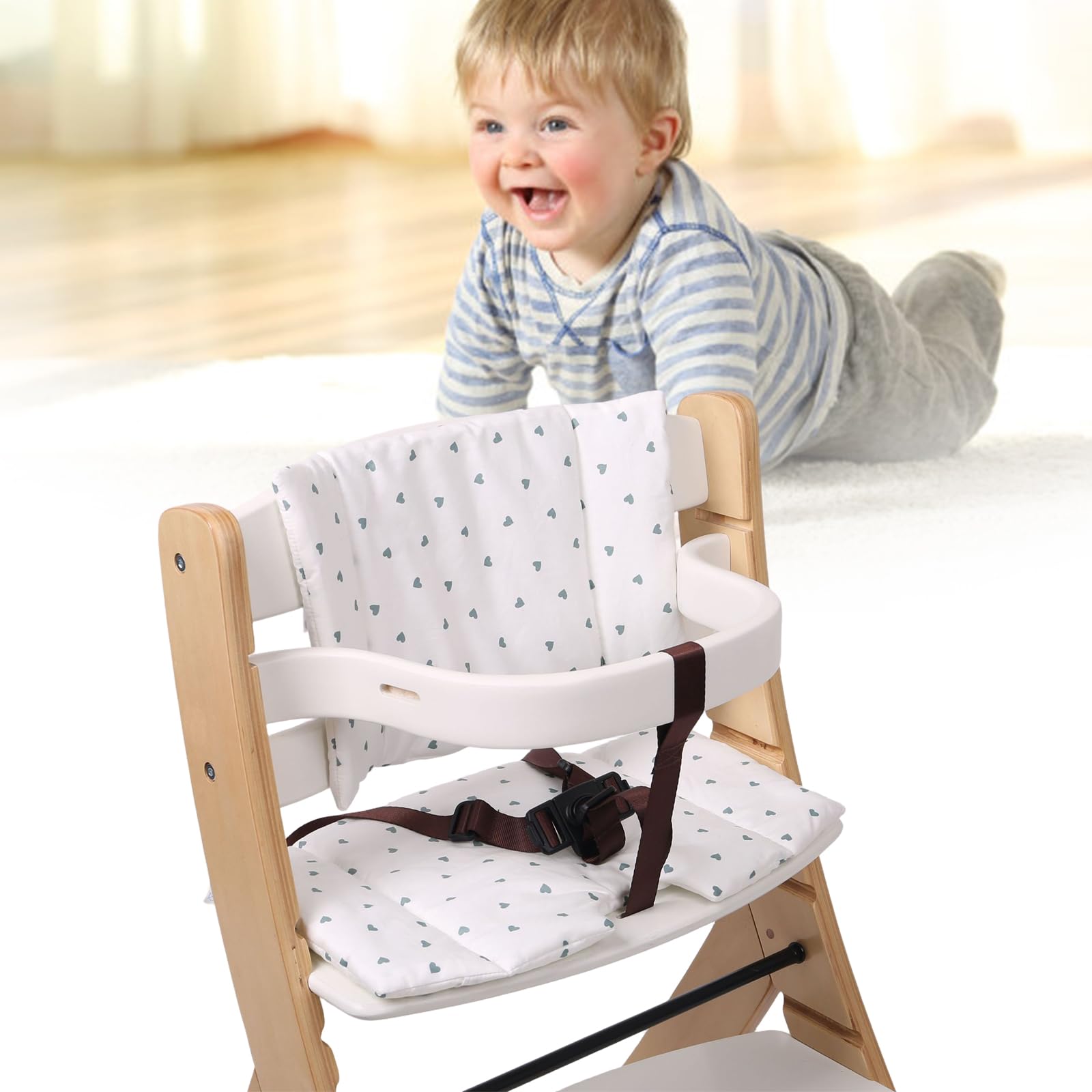 Wooden Highchair Pad with Not Slip Features Easy Attachments Comfortable Seats Pad Breathable Seats Covers for Daily Use