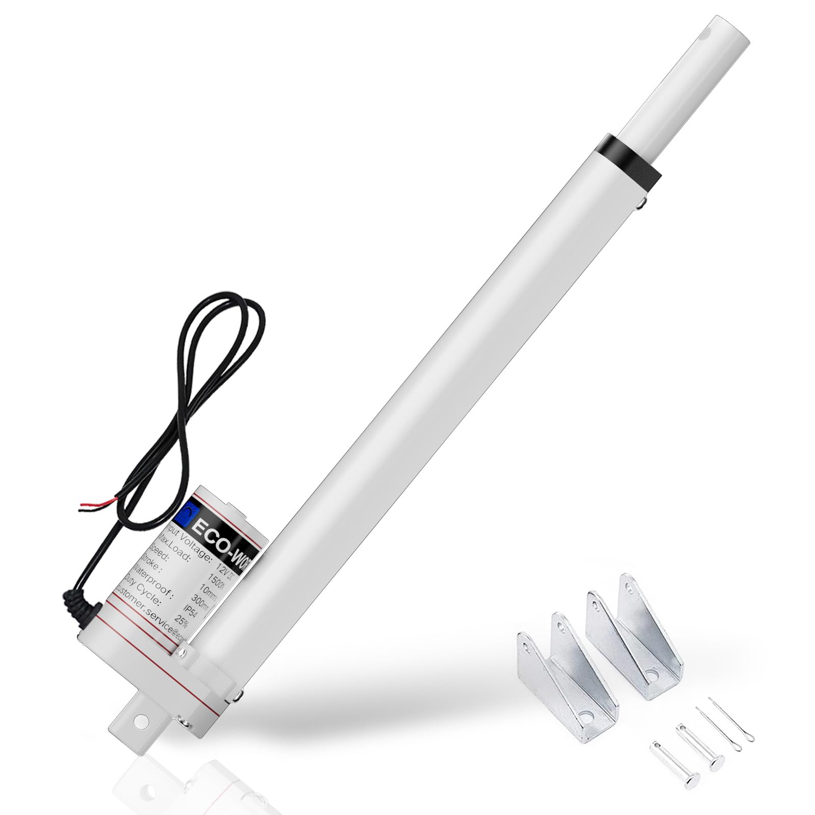 Photo 1 of ECO-WORTHY Heavy Duty 330lbs/1500N Solar Tracker Linear Actuator Multi-Functions with Mounting Brackets (12V, 16") IP54 Waterproof 400mm Stroke Linear Motion Actuator