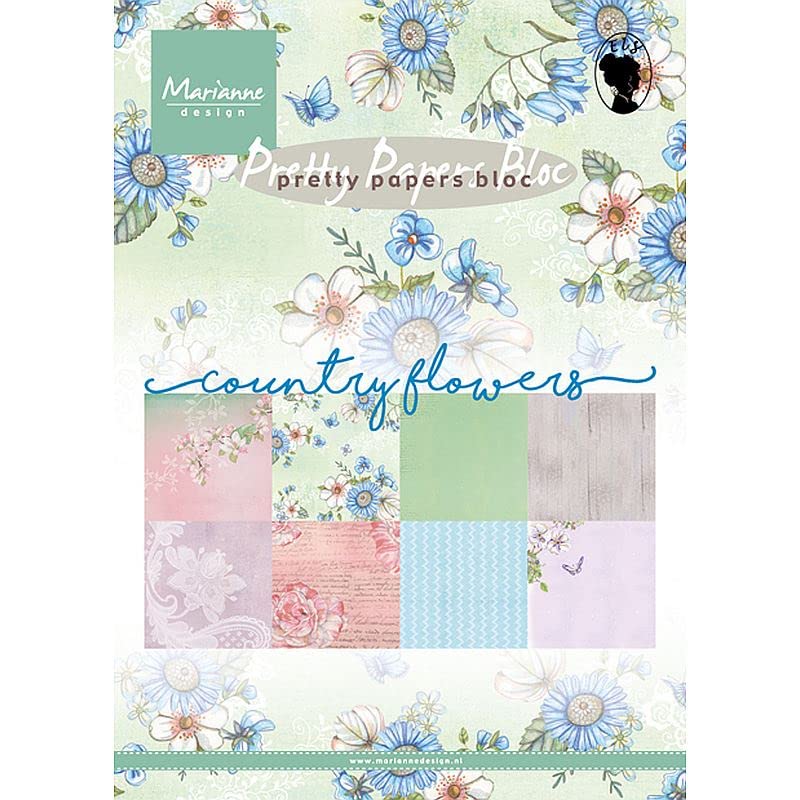 Marianne Design Country Flowers Paper Bloc, Multicoloured, Multicolor, 21.1 x 15 x 0.9 cm